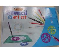 Bic Stencil & Art Set - 5 Piece Drawing Set, Colouring Pencils & Fineliners