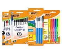 BIC Student Ballpoint Pens, Highlighters and 4 Colour Pens, black