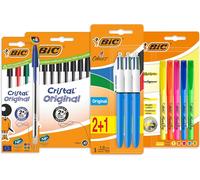 BIC Student Ballpoint Pens, Highlighters and 4 Colour Pens, black