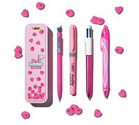 Bic Summer Pink Box: Gel Pen (0.7 mm), Mechanical Pencil, 4 Colours (1 mm), Highlighter Pen - Pink, Pack of 4