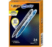 BIC SUPER SMOOTH Gel-ocity gel pens, Bulk Pack Of 24 Ink Pens, 12 Black And 12 Blue Retractable Gel Pens, Medium Point 0.7 mm, 24-count