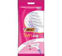 BIC Twin Lady, Disposable Razors with 2 Stainless Steel Blades and Lightweight Handles, Assorted Colours, Pack of 10