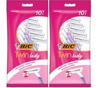 BIC Twin Lady, Disposable Razors with 2 Stainless Steel Blades and Lig