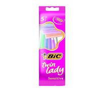 Bic Twin Lady Sensitive Razors - Twin Blade Smooth Shave Razor, Gentle Sensitive Skin Razors, Disposable & Easy Glide Hair Removal Shaving Razor for Body