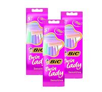 Bic Twin Lady Sensitive Razors - Women Sensitive Skin Shaving Razors, Smooth and Comfortable Shave with Twin Blades, Ergonomic Grip Design for Precise Control, Perfect for Daily Use and Travel