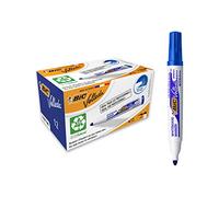 Bic Velleda 1701 Ecolutions Whiteboard Pens, Blue - Box of 12 - Dry Erase Pens for Whiteboards in School or Office.Bold Tip
