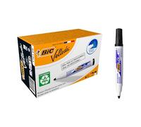 Bic Velleda 1701 Ecolutions Whiteboard Pens, Dry Erase Pens for School Whiteboards, Black Ink, Box of 12