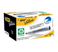 Bic Velleda 1701 Ecolutions Whiteboard Pens, Dry Erase Pens for School Whiteboards, Black Ink, Box of 12