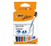 Bic Velleda 1721, Whiteboard Marker Bullet Tip, 1.5mm Line, Assorted Colours, Pack of 8