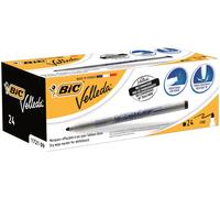 BIC Velleda, Dry Wipe Whiteboard Marker Pens, Fine Bullet Tip for Precision, in Black, Box of 24 Markers