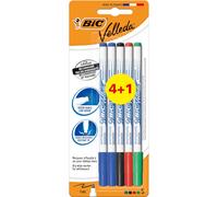 BIC Velleda 1721 Whiteboard Pens - Pack of 4+1 Assorted Colours
