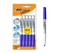 BIC Velleda 1741 Dry Wipe Whiteboard Markers, Medium Conical Tip - Blue, Blister Pack of 5