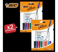 Bic Velleda 1741 Whiteboard Drywipe Assorted Marker - Pack of 8 - 2 Packs Bic Multicolor