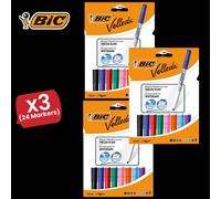 Bic Velleda 1741 Whiteboard Drywipe Assorted Marker - Pack of 8 - 3 Packs Bic Multicolor
