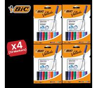 Bic Velleda 1741 Whiteboard Drywipe Assorted Marker - Pack of 8 - 4 Packs Bic Multicolor