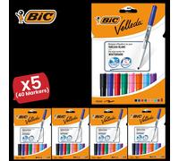 Bic Velleda 1741 Whiteboard Drywipe Assorted Marker - Pack of 8 - 5 Packs Bic Multicolor
