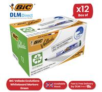 BIC Velleda 1751 ECOlutions Whiteboard Markers Easy to Erase Green - Box of 12