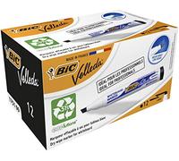BIC Velleda 1751 ECOlutions Whiteboard Pens, Black, Box of 12 - Low-Odor Erasable Pens for Office or School