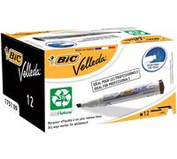 BIC Velleda 1751 ECOlutions Whiteboard Pens, Black, Box of 12 - Low-Odor Erasable Pens for Office or School