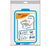 BIC Velleda Double Sided White Slate and Seyès Squares 19 x 26 cm, Made in France, with Fine Point Dry Erase Felt