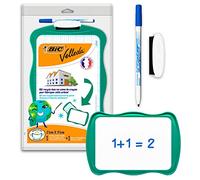 BIC Velleda Double-sided Whiteboard (21 x 31cm) with 2 Dry Erase Whiteboard Pens, Ideal for School, Pack of 1