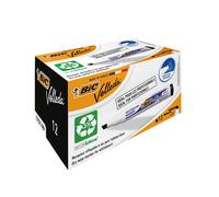Bic Velleda Dry Wipe Marker Pens Black Chisel Tip Whiteboard Markers Pack of 12