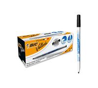 BIC Velleda, Dry Wipe Whiteboard Marker Pens, Fine Bullet Tip for Precision, in Black, Box of 24 Markers