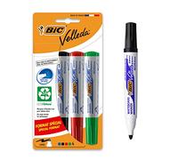 BIC Velleda ECOlutions 1701 Felt-Tip Pens for Whiteboard Dry-Erase with Medium Conical Tips - Assorted Colours - Blister Pack of 4