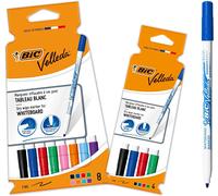 BIC Velleda Fine Whiteboard Dry Wipe Markers, Assorted Colours, Pack Of 12