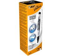BIC Velleda Liquid Ink Dry Wipe Pocket Markers - Black (Pack of 12)