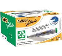 Bic Velleda Marker Whiteboard Dry-Wipe 1701 Large Bullet Tip 1.5mm Line Green Ref 904940 [Pack 12] + Free finchley Refill Pen (2)