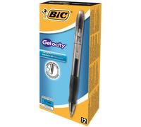 BIC Velocity Black Gel Rollerball Grip Retractable Pack of 12