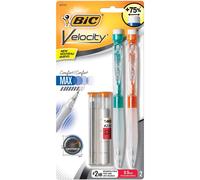 BIC Velocity Max Mechanical Pencils With Colorful Barrel Medium Point (0.7mm) 2-Count Pack Mechanical Pencils With Erasers and Lead Refills