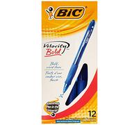 BIC Velocity Retractable Ballpoint Pen, Blue Ink, 1.6mm, Bold, Dozen