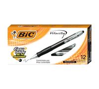 BIC Velocity Retractable Ballpoint Pens, Medium Point (1.0 mm), Black Ink Pens, 12-Count Pack, With Comfortable Grip