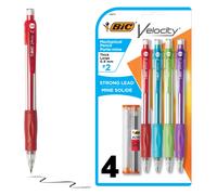 BIC Velocity Strong Lead Mechanical Pencils With Colorful Barrel Thick Point (0.9mm) 4-Count Pack Mechanical Pencils With Erasers