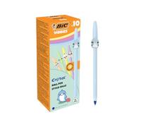 BIC Vibbies Cristal Ball Pens Medium Point (1.00 mm) with 10 Kawaii Animal Figurines on Pastel Barrels - Blue Ink, Pack of 10