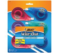 BIC Wite-Out Brand EZ Correct Correction Tape, White, Fast, Clean & Easy To Use, Tear-Resistant Tape, 6-Count