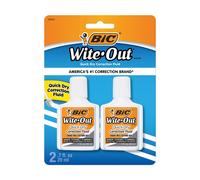 BIC Wite-Out Quick Dry Correction Fluid - 2 pack - white color writeout - white-out