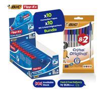 Bic Words Correction Tape 10X With Assorted Colours Ballpoint Pens 10X