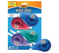 Bic WOTAPP418 EZ Correct Wite-Out Correction Tape, Multi-Colour