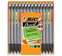 Bic Mechanical Pencils, 40 count, Black barrel with multi color clips