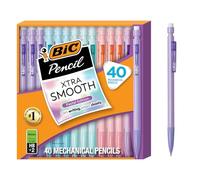 BIC Xtra-Smooth Pastel Mechanical Pencils with Erasers, Medium Point (0.7mm), 40-Count Pack, Bulk Mechanical Pencils for School or Office Supplies