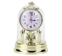 Bicaquu Table Clock,European Retro Style Living Room Clock Antique Silent Table Clock Home Decor (Gold)
