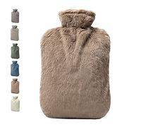 BICAREE Hot Water Bottle with Cover, 2L PVC Hot Water Bag for Neck, Shoulder Pain and Hand Feet Warmer, Menstrual Cramps, Hot Compress and Cold Therapy(Brown)