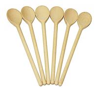 BICB 12 Inch (30 cm) Long Wooden Spoons for Cooking - Oval Wood Mixing Spoons for Baking, Cooking, Stirring - Sauce Spoons Made of Natural Beechwood - Set of 6