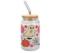 Bicchieri Halloween Con Coperchio - 400ml Bicchiere in Con Motivo, Bicchieri Halloween C0n Coperchio E Cannucce | Bambini Donne Ragazzi Adulti Caffè Freddo Feste Raduni Hall0ween,per