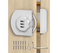 BiceNoning 180 Degree Combination Cabinet Lock, Keyless 3 Digit Password Lock, Anti Pry Zinc Alloy Mechanical Sliding Door Lock for Cupboard, Closet, Drawer (1, White)