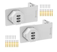 BiceNoning 90 Degree 3-Digit Combination Cabinet Lock, Zinc Alloy Keyless Folding Hasp Lock Latch, Password Security Rotary Door Latch for Office File Cabinet, Drawer, Locker, Cupboard (2, White)