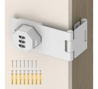 BiceNoning 90 Degree 3-Digit Combination Cabinet Lock, Zinc Alloy Keyless Folding Hasp Lock Latch, Password Security Rotary Door Latch for Office File Cabinet, Drawer, Locker, Cupboard (1, White)